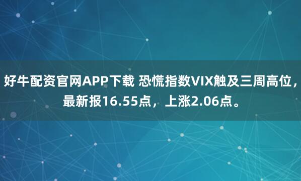 好牛配资官网APP下载 恐慌指数VIX触及三周高位，最新报16.55点，上涨2.06点。